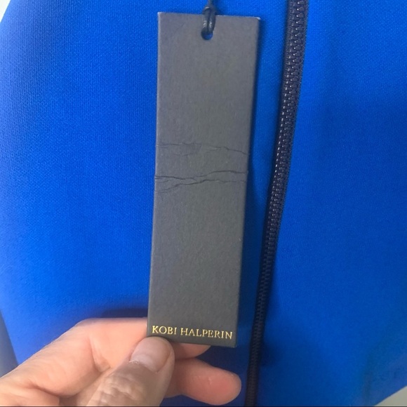 NWT KOBI HALPERIN Prima Cross Front Halter Dress Ponte Knit Azure Blue Size M - Picture 7 of 15